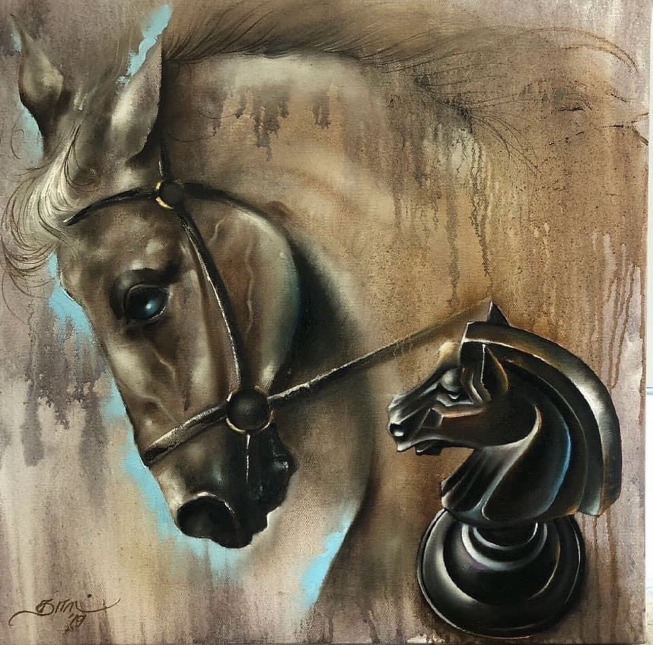horse, animal, Juxtaposition, Oil on linen, painting, Jayaraman Kalidass